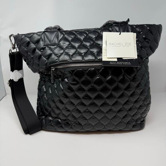 Rachel Zoe Handbags - Rachel Zoe Quilted Shoulder Bag with Trolly Sleeve Crossbody Strap Black NWT